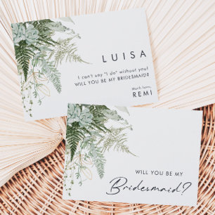 Vorschlagskarte für Greenery und Gold Leaf Bridesm Einladung