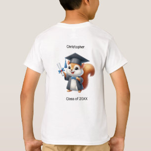 Vorschool Boy Graduate Name Niedlich Eichhörnchen T-Shirt