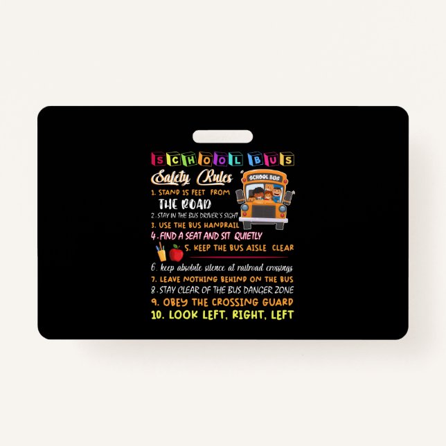 Vorschriften für die Sicherheit von Schulbussen Ausweis (Vorderseite)