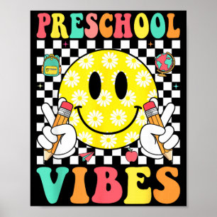 Vorschul-Feeling Retro-Lächeln Gesicht Lehrerin Ki Poster