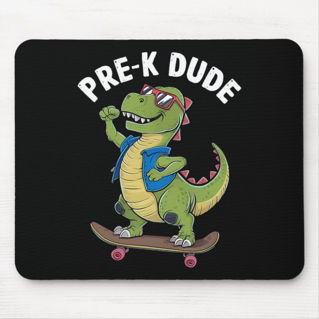 Vorschul-Typ Dinosaurier Skateboard fahrende Kinde Mousepad (Vorne)