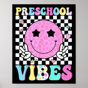 Vorschul-Vibes Smiley Gesicht Zurück zur Schule Le Poster
