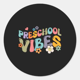Vorschul-Vibes Zurück zur Schule Hallo Pre-K-Lehre Runder Aufkleber