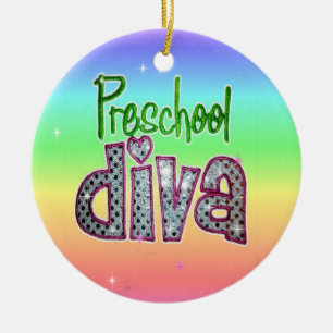Vorschuldiva-Schulgrad-Kindermädchen-Schein Keramikornament