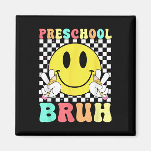 Vorschule Bruh Lehrer Kinder Retro Lächeln Gesicht Magnet