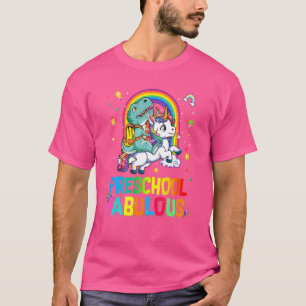 Vorschule Fabulous Dinosaur Reiten Einhorn Zurück T-Shirt