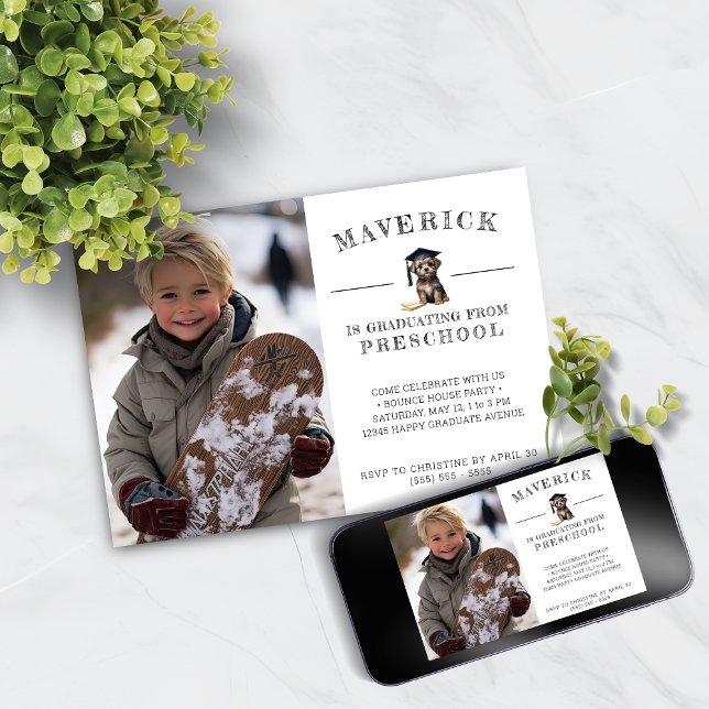 Vorschule Grad Einladung Niedliche Scruffy Welpe (Von Creator hochgeladen)