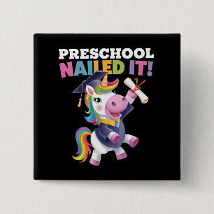 Vorschule Hat es geschafft Einhorn Absolventenhut Button