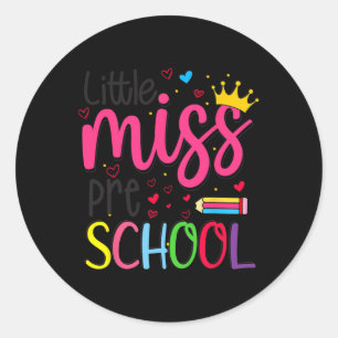 Vorschule Little Miss Zurück zur Schule Mädchen Vo Runder Aufkleber