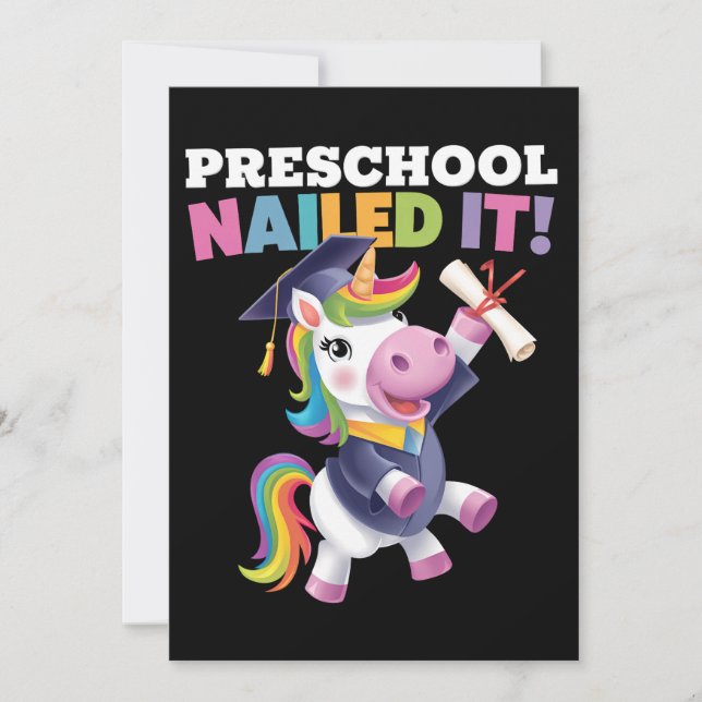 Vorschule nagelte It Unicorn Graduation Cap Einladung (Vorderseite)