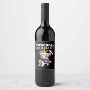 Vorschule nagelte It Unicorn Graduation Cap Weinetikett