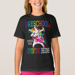 Vorschule, wo das Abenteuer einhorn beginnt T-Shirt