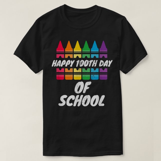Vorschulglückstag 100. Schultag Crayon Lehrer T-Shirt (Design vorne)