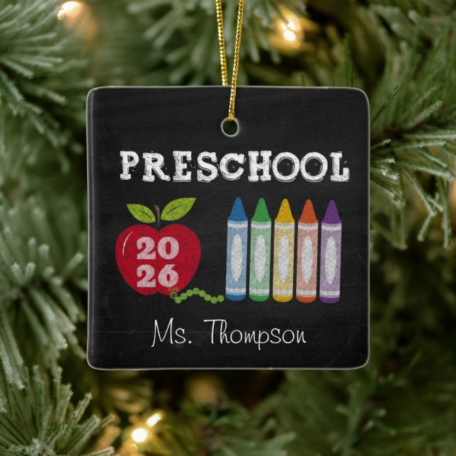 Vorschullehrer 2026 Geschenk Name Ornament (Baum)