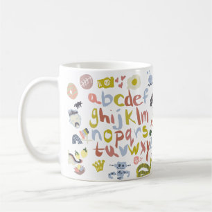 Vorschullehrer Alphabete Kritzeleien Kaffeetasse