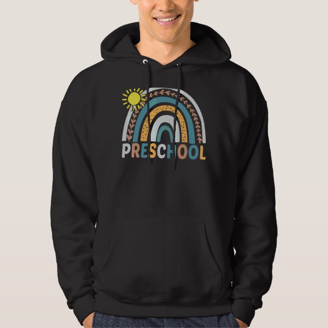 Vorschullehrer Boho Rainbow Back to School Apple Hoodie (Vorderseite)