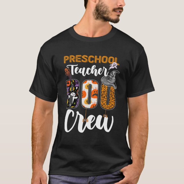 Vorschullehrer Boo Crew Funny Halloween Matchin T-Shirt (Vorderseite)