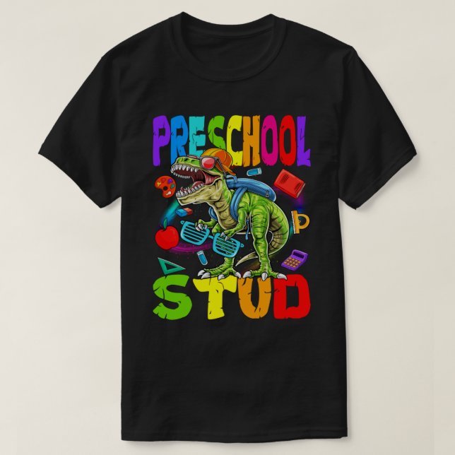 Vorschullehrer Dinosaurier zurück zur Schule T-Shirt (Design vorne)