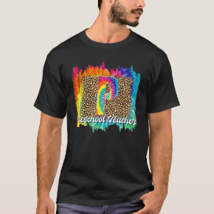 Vorschullehrer Für Frauen Tie Dye Leopard Rücken T T-Shirt