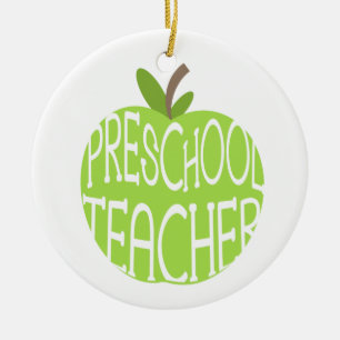 Vorschullehrer-Grün Apple verzieren Keramik Ornament