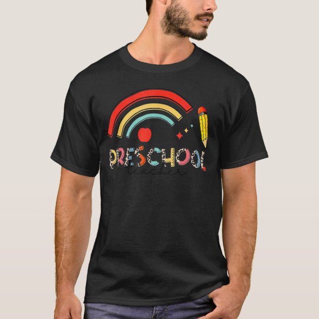 Vorschullehrer Leopard Rainbow Pre-K-Lehrer T-Shirt (Vorderseite)