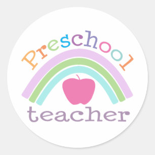 Vorschullehrer Rainbow Runder Aufkleber