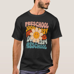 Vorschullehrer Retro Gänseblümchen Farbige Rückkeh T-Shirt