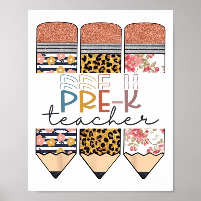Vorschullehrer Spaß Leopard Bleistift Glücklicher  Poster (Vorne)