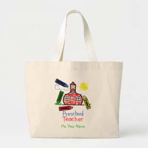 Vorschullehrer-Tasche - Schulhaus und Jumbo Stoffbeutel