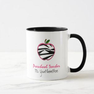 Vorschullehrer-Tasse - Zebra-Druck Apple Tasse