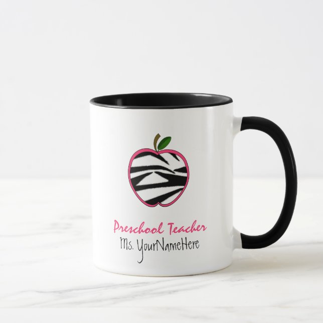 Vorschullehrer-Tasse - Zebra-Druck Apple Tasse (Rechts)