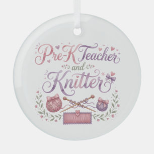 Vorschullehrer und Stricker Porzellan-Ornament Ornament Aus Glas