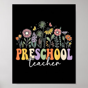 Vorschullehrer Wildblume Zurück zur Schule Floral Poster
