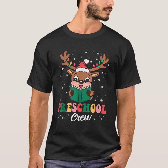 Vorschullehrerin Crew Xmas Funny Reindeer Lehrerin T-Shirt (Vorderseite)