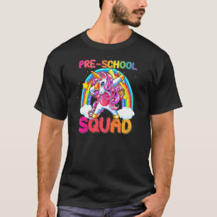 Vorschulviertel-Dabbing-Einhorn Niedlich zurück na T-Shirt