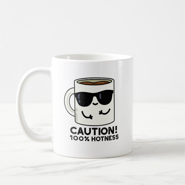 Vorsicht 100% Hotness Funny Coffee Pun Kaffeetasse (Links)