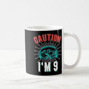 Vorsicht 9 Ski fahren 9. Geburtstag Snowboard 9-jä Kaffeetasse