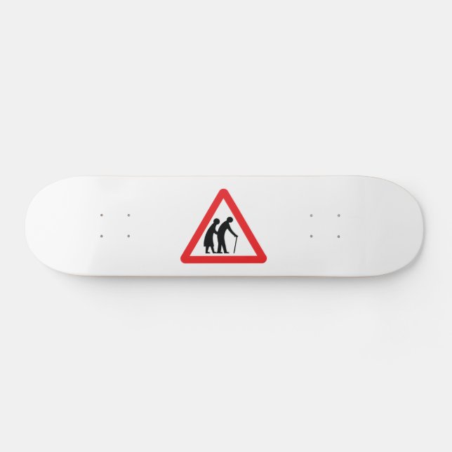 VORSICHT Ältere Menschen - Verkehrszeichen im Vere Skateboard (Horizontal)