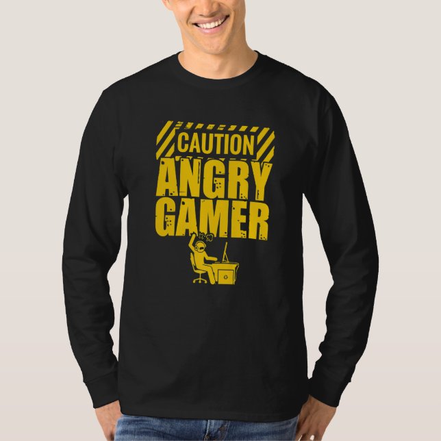 Vorsicht, Angry Gamer Video Game Player PC Console T-Shirt (Vorderseite)