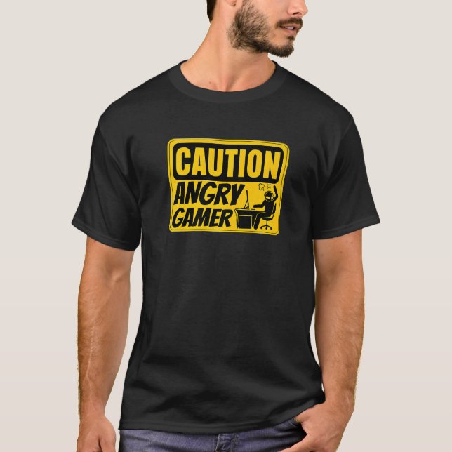 Vorsicht, Angry Gamer Video Game Player PC Console T-Shirt (Vorderseite)
