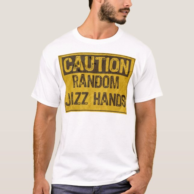 Vorsicht bei OLD Zeichen- Jazz Hände Gelb/Schwarz T-Shirt (Vorderseite)