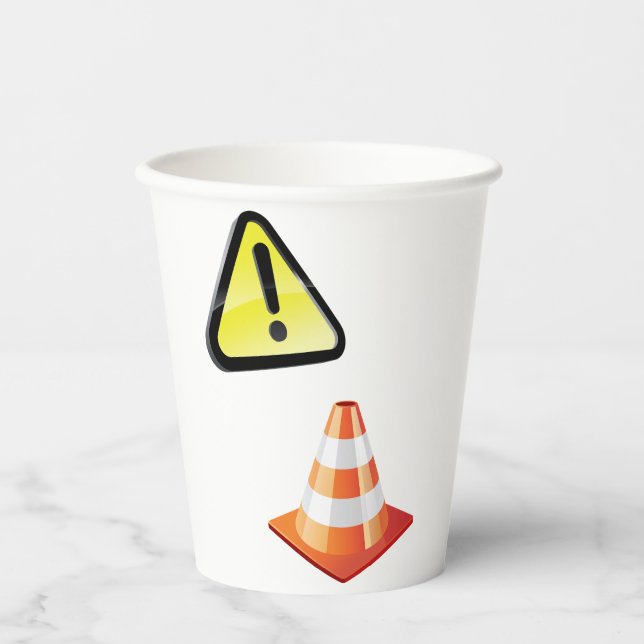Vorsicht beim Cone Warning Pappbecher (Vorderseite)