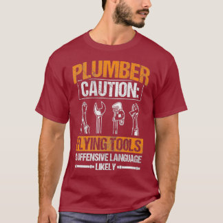 Vorsicht beim Flying Tools Offensive Language Plum T-Shirt