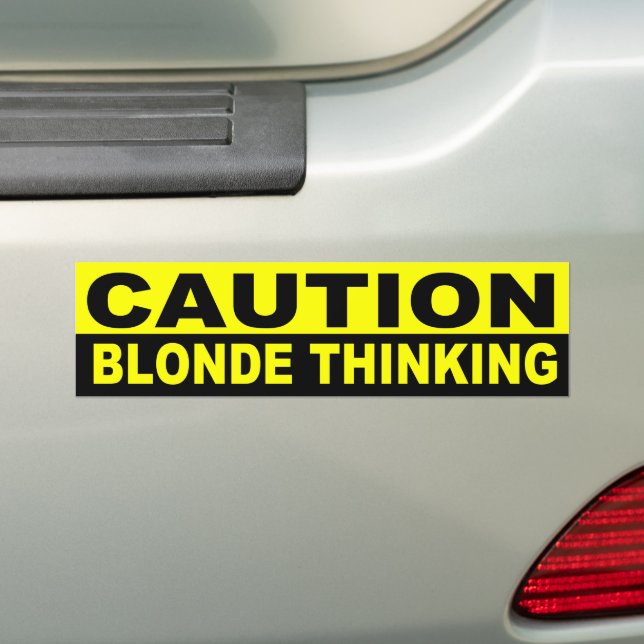 VORSICHT, BLONDE DENKEN AUTOAUFKLEBER (Auf Auto)
