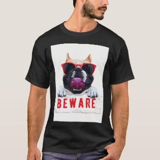 Vorsicht bunter Mops-Hund T-Shirt