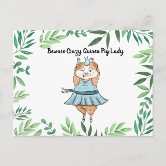 Vorsicht, Crazy Guinea Pig Lady Guinea Schwein Postkarte