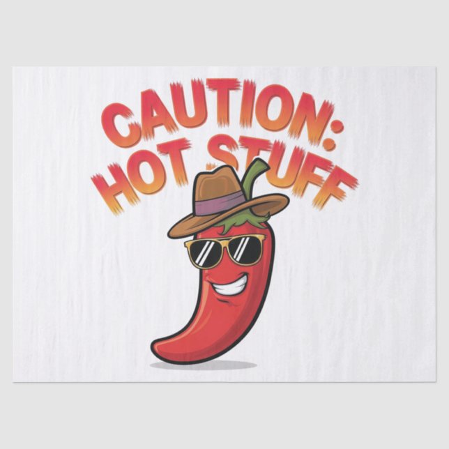 Vorsicht: Design der Hot-Stuff-Chilis - Fun-Pepper Seidenpapier (Vorderseite)