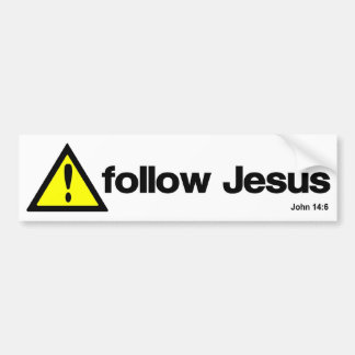 Vorsicht folgen Jesus Autoaufkleber