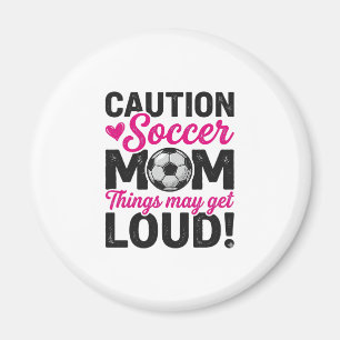 Vorsicht Fußballmutter Lautes Vintage-Shirt-Design Magnet