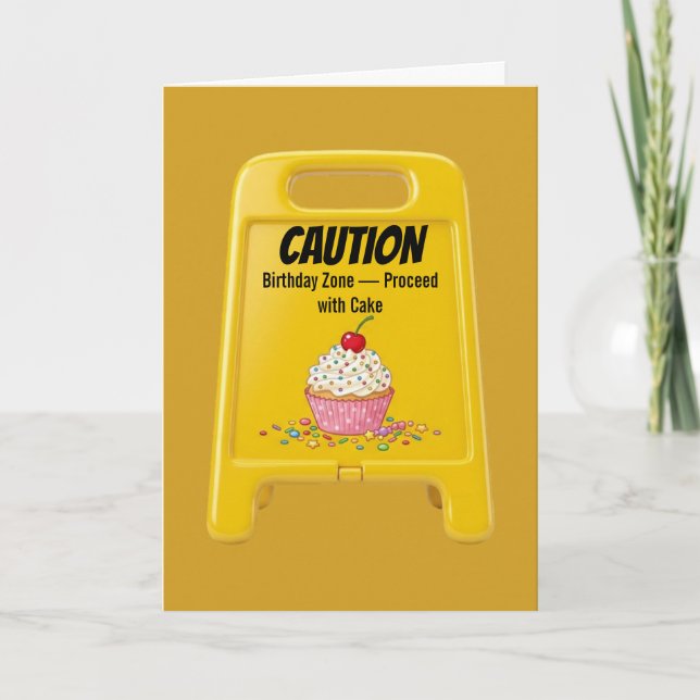 Vorsicht Geburtstagszone Cupcake Warnung Karte (Vorderseite)